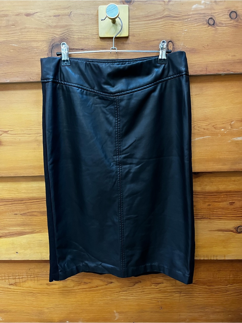 Anne Klein Black Faux Leather Pencil Skirt Size Medium